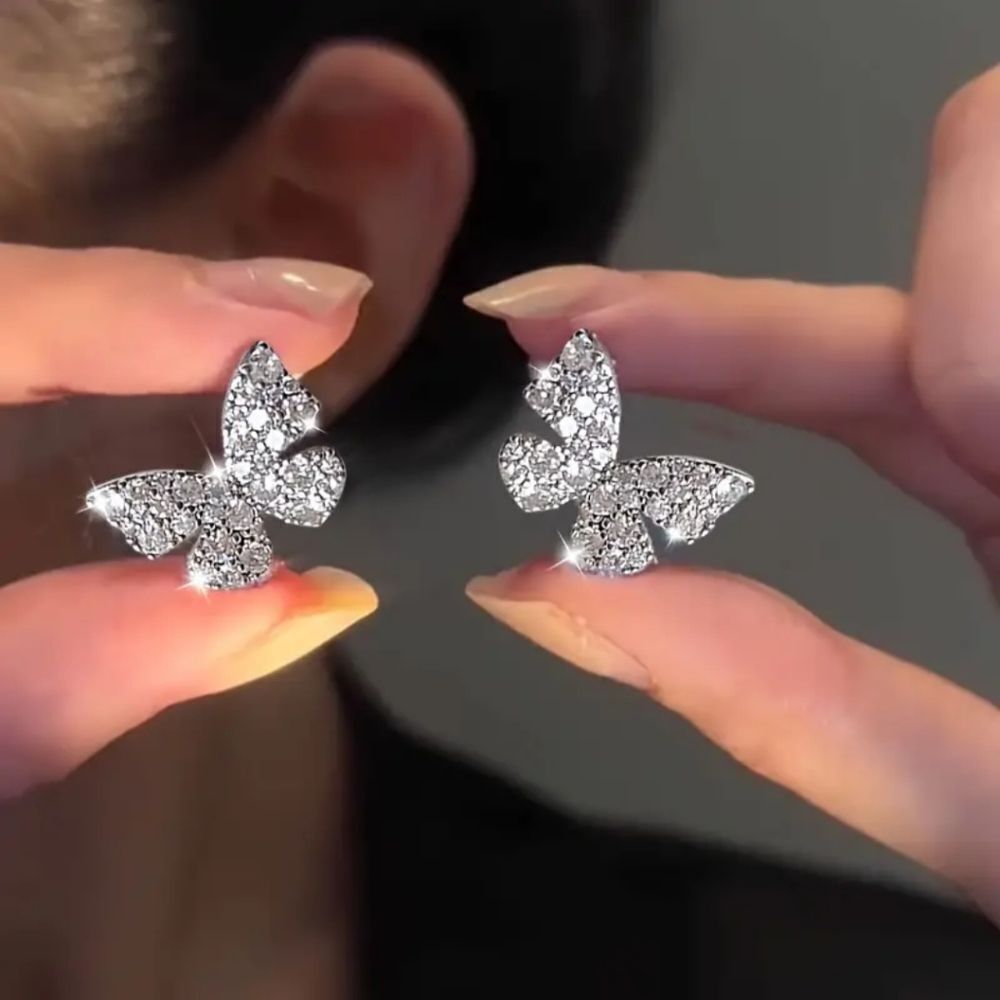 🆕🦋 Shiny Rhinestone Butterfly Earrings